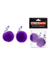 Зажимы для сосков с фиолетовым пушком - Notabu - купить с доставкой в Воронеже