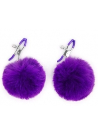 Зажимы для сосков с фиолетовым пушком - Notabu - купить с доставкой в Воронеже