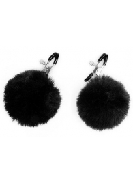 Зажимы для сосков с черным пушком - Notabu - купить с доставкой в Воронеже