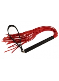 Красная кожаная плеть MIX с черной рукоятью - 47 см. - Sitabella - купить с доставкой в Воронеже