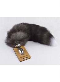 Серебристая анальная пробка с пушистым хвостиком - Sitabella - купить с доставкой в Воронеже