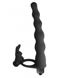Черная вибронасадка для двойного проникновения Jungle Bunny - 17 см. - Lola Games - купить с доставкой в Воронеже