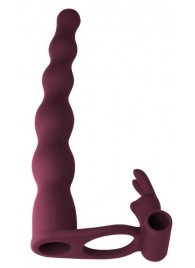 Бордовая вибронасадка для двойного проникновения Jungle Bunny - 17 см. - Lola Games - купить с доставкой в Воронеже