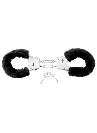 Меховые чёрные наручники Beginner s Furry Cuffs - Pipedream - купить с доставкой в Воронеже