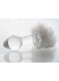 Стеклянная анальная втулка с хвостиком - 9,5 см. - Sexus - купить с доставкой в Воронеже