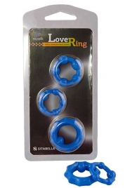 Набор из 3 синих рельефных эрекционных колец - Sitabella - в Воронеже купить с доставкой