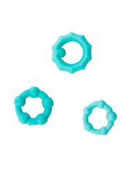 Набор из 3 бирюзовых рельефных эрекционных колец - Sitabella - в Воронеже купить с доставкой