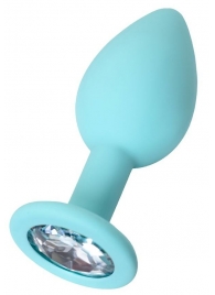 Мятная анальная пробка с прозрачным кристаллом Brilliant - 7 см. - ToyFa - купить с доставкой в Воронеже