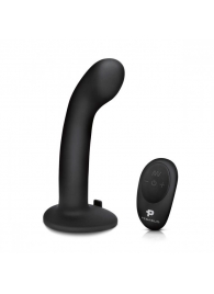 Черный вибрострапон с загнутой головкой Pegasus с пультом ДУ - 15 см. - Pegasus - купить с доставкой в Воронеже