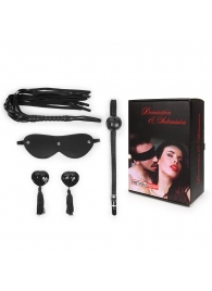 Эротический набор в черном цвете: маска, кляп, пэстисы, плётка - Notabu - купить с доставкой в Воронеже