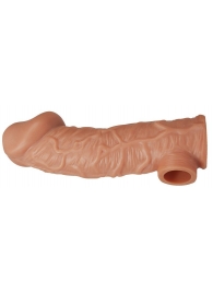 Телесная насадка на фаллос с отверстием для мошонки EXTREME SLEEVE - 17,6 см. - KOKOS - в Воронеже купить с доставкой