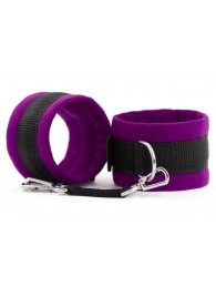 Фиолетово-черные наручники My rules на сцепке - БДСМ Арсенал - купить с доставкой в Воронеже