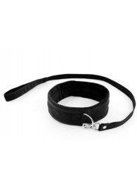 Черный ошейник My Rules с поводком - БДСМ Арсенал - купить с доставкой в Воронеже
