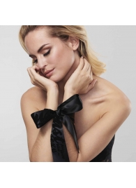 Черные ленты для связывания SILKY SENSUAL HANDCUFFS - Bijoux Indiscrets - купить с доставкой в Воронеже