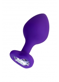 Фиолетовая анальная втулка Diamond Heart с прозрачным кристаллом - 8 см. - ToyFa - купить с доставкой в Воронеже