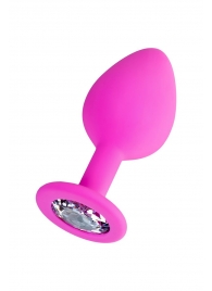 Розовая анальная втулка Brilliant с прозрачным кристаллом - 8 см. - ToyFa - купить с доставкой в Воронеже