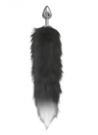 Серебристая анальная пробка с черным хвостом Starlit - Lola Games - купить с доставкой в Воронеже