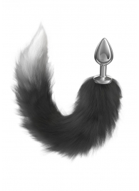 Серебристая анальная пробка с черным хвостом Starlit - Lola Games - купить с доставкой в Воронеже