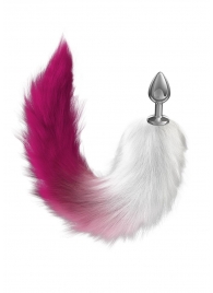 Серебристая анальная пробка с розовым хвостом Starlit - Lola Games - купить с доставкой в Воронеже