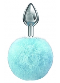 Серебристая анальная пробка с голубым пушистым хвостиком Twinkle - Lola Games - купить с доставкой в Воронеже