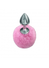 Серебристая анальная пробка с розовым пушистым хвостиком Twinkle - Lola Games - купить с доставкой в Воронеже