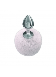 Серебристая анальная пробка с белым пушистым хвостиком Twinkle - Lola Games - купить с доставкой в Воронеже