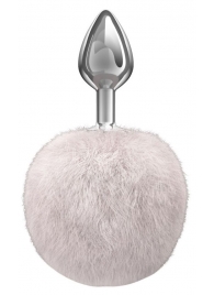 Серебристая анальная пробка с белым пушистым хвостиком Twinkle - Lola Games - купить с доставкой в Воронеже