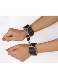 Чёрные наручники  Новичок  на карабинах - Sitabella - купить с доставкой в Воронеже