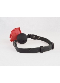 Черный кляп-шар с розой - Sitabella - купить с доставкой в Воронеже