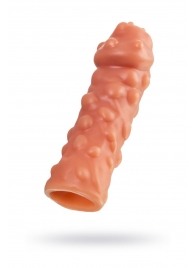 Телесная, покрытая пузырьками насадка на член - 16,5 см. - KOKOS - в Воронеже купить с доставкой