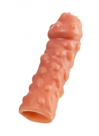 Телесная, покрытая пузырьками насадка на член - 16,5 см. - KOKOS - в Воронеже купить с доставкой
