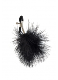 Зажимы на соски с черным пухом Euphoric - Lola Games - купить с доставкой в Воронеже