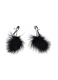 Зажимы на соски с черным пухом Euphoric - Lola Games - купить с доставкой в Воронеже