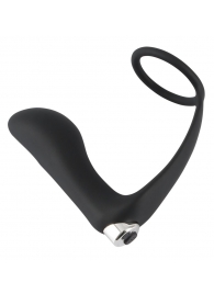 Черное эрекционное кольцо с анальной вибропробкой Vibrating Ring   Plug - Orion - в Воронеже купить с доставкой