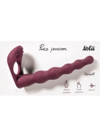 Бордовая вибронасадка для двойного проникновения Farnell - 17 см. - Lola Games - купить с доставкой в Воронеже