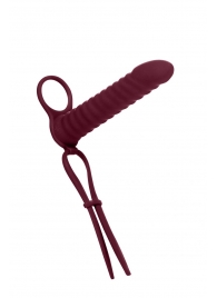 Бордовая вибронасадка для двойного проникновения Rori - 17 см. - Lola Games - купить с доставкой в Воронеже