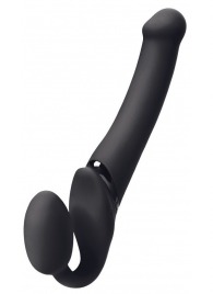 Черный безремневой вибрострапон Silicone Bendable Strap-On M - Strap-on-me - купить с доставкой в Воронеже