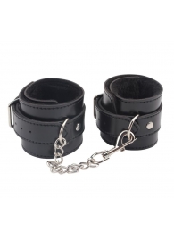 Черные оковы на ноги Obey Me Leather Ankle Cuffs - Chisa - купить с доставкой в Воронеже