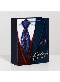 Малый бумажный пакет «Поздравляю!» - 18 х 23 см. - Сима-Ленд - купить с доставкой в Воронеже