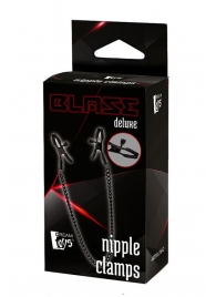 Черные зажимы на соски на цепочке BLAZE DELUXE NIPPLE CLAMPS - Dream Toys - купить с доставкой в Воронеже