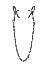 Черные зажимы на соски на цепочке BLAZE DELUXE NIPPLE CLAMPS - Dream Toys - купить с доставкой в Воронеже
