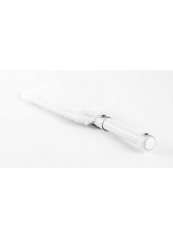 Белая двустороння шлепалка из натуральной кожи и меха - 35 см. - БДСМ Арсенал - купить с доставкой в Воронеже