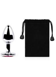 Серебристая анальная пробка с розовым кристаллом-сердечком - 7 см. - Anal Jewelry Plug - купить с доставкой в Воронеже