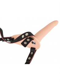 Телесный поясной страпон с вибрацией Vibrating Strap-On - 15,7 см. - Orion - купить с доставкой в Воронеже