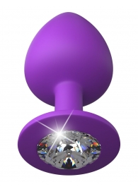 Фиолетовая анальная пробка со стразом Her Little Gem Large Plug - 9,5 см. - Pipedream - купить с доставкой в Воронеже