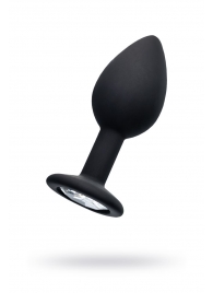 Черная анальная втулка с прозрачным стразом - 7,2 см. - POPO Pleasure - купить с доставкой в Воронеже