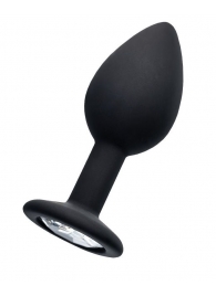 Черная анальная втулка с прозрачным стразом - 7,2 см. - POPO Pleasure - купить с доставкой в Воронеже