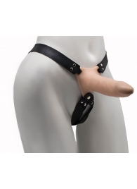 Пустотелый реалистичный фаллопротез на ремешках с заклепками - 16,5 см. - LOVETOY (А-Полимер) - купить с доставкой в Воронеже