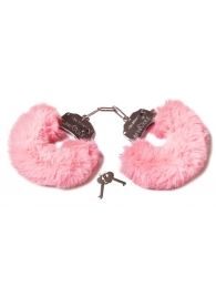 Розовые наручники с пушистым мехом и ключиками - Le Frivole - купить с доставкой в Воронеже