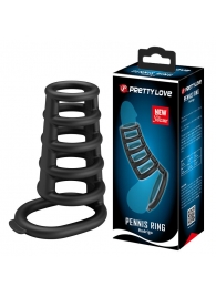 Черная насадка на пенис с подхватом мошонки Rodrigo - Baile - в Воронеже купить с доставкой